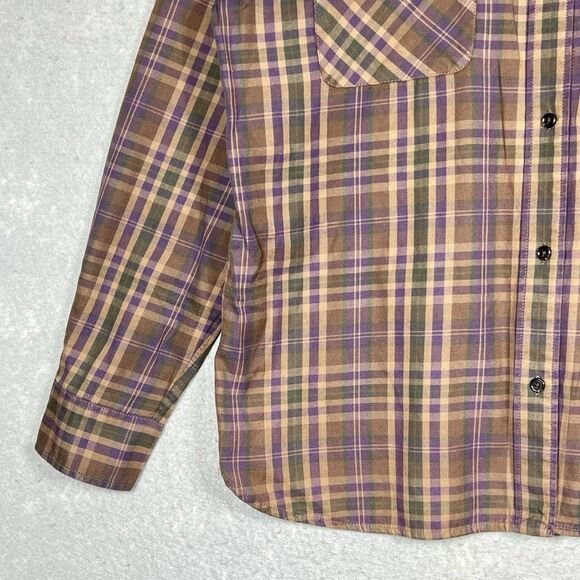 Vintage Lauren Ralph Lauren Plaid Tartan Brown Long Sleeve Shirt Women’s Size XL - Picture 3 of 10